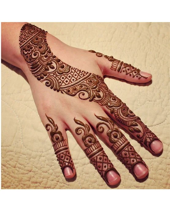 Whimsical Arrangement On Sunflower Back Hand Mehndi Design Whimsical Arrangement On Sunflower Back Hand Mehndi Design